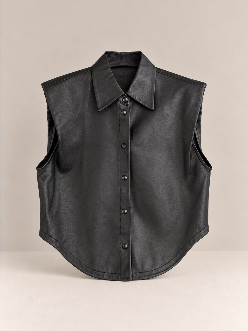 Men’s Sleeveless Black Leather Vest